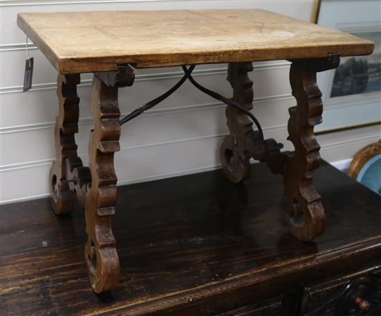 A Spanish walnut occasional table,19th century, W.63cm